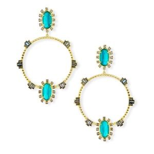 Kendra Scott Gareth blue and gold hoop charm earrings